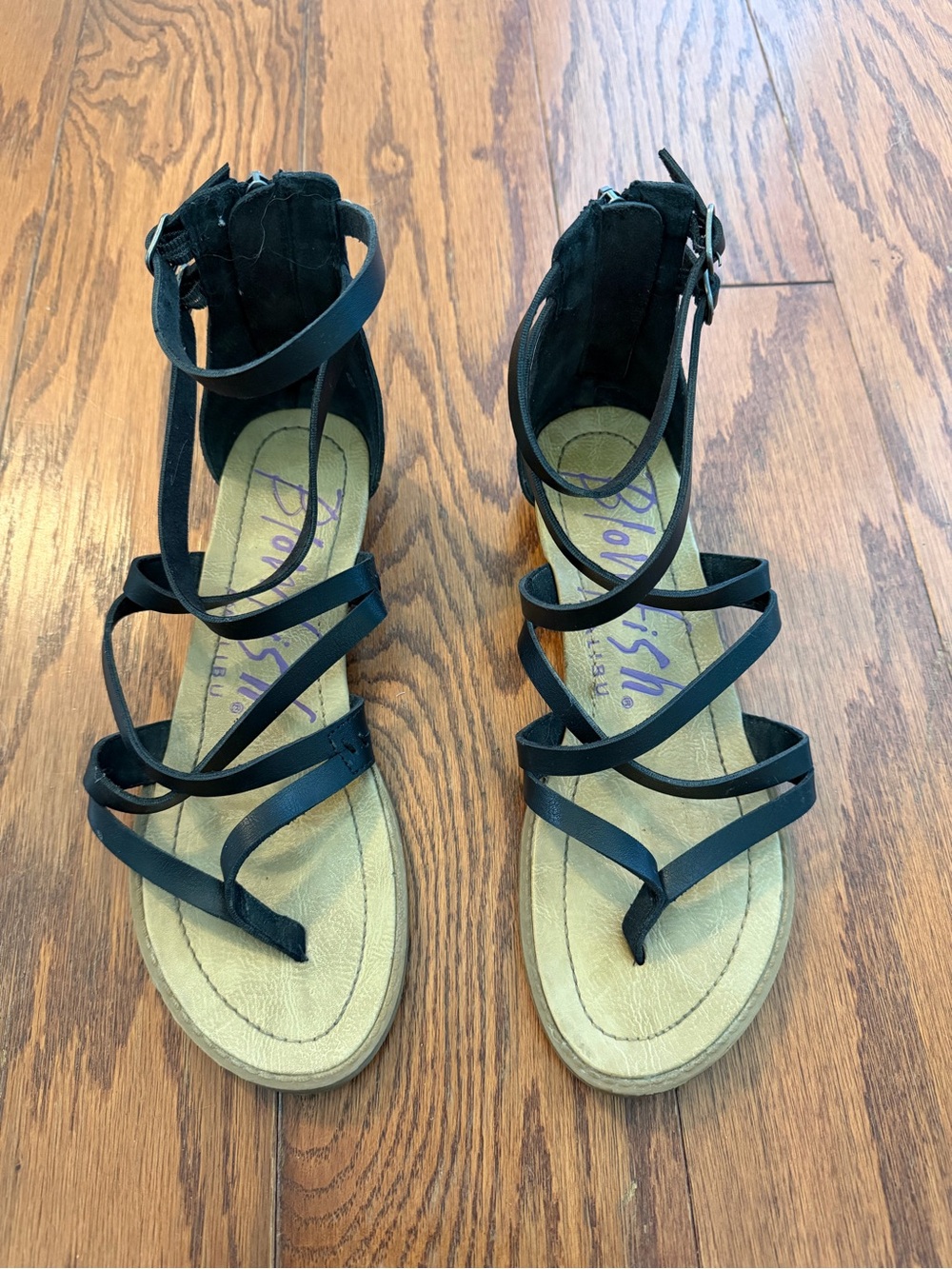 Blowfish Black Strappy Gladiator Sandals for Women